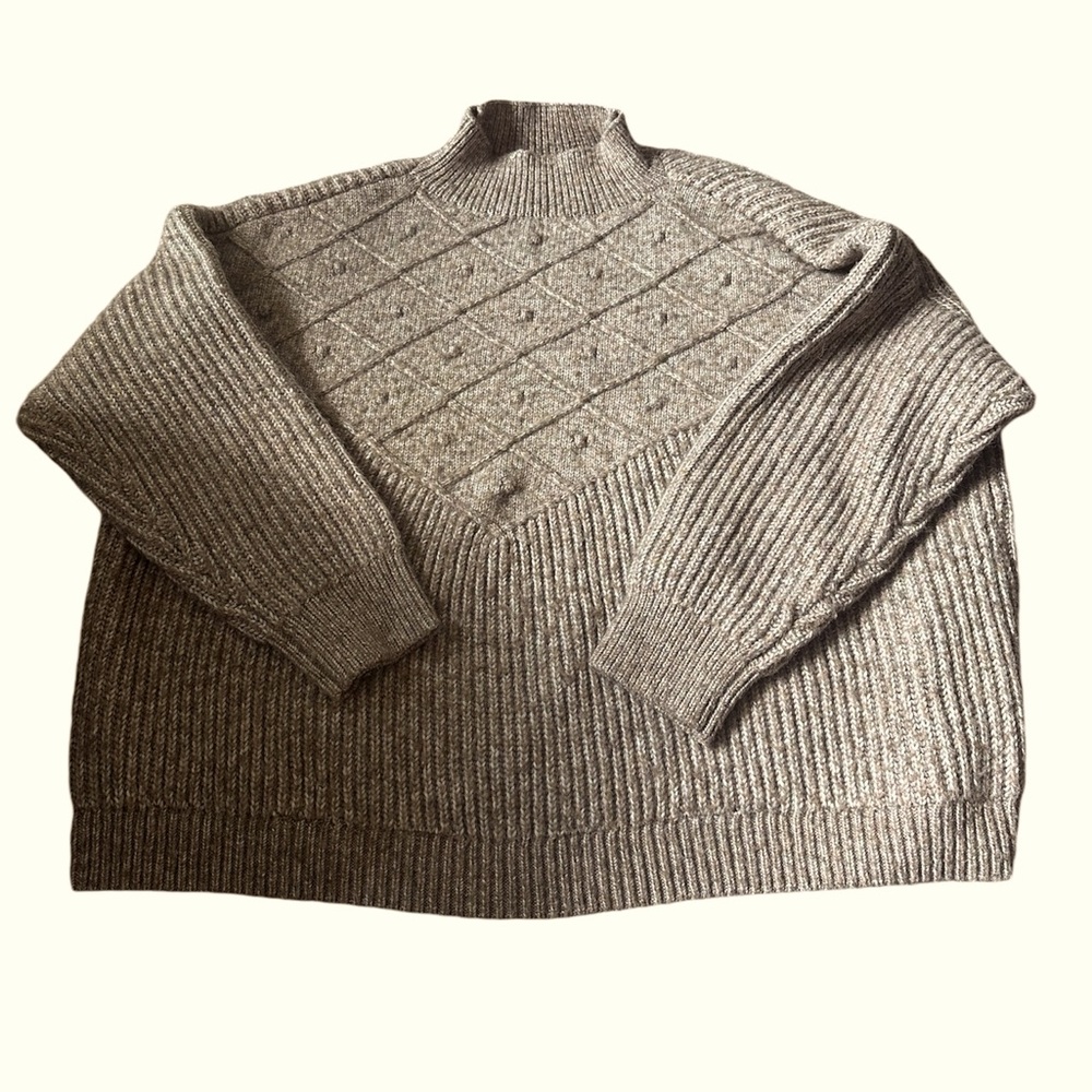 Calvin Klein Mock Neck Acrylic Sweater Light Camel